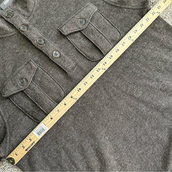 MERRELL SELECT PERFORMIX SWEATER Mens GREY Blue 4-BUTTON MOCK NECK WOOL BLEND XL - Picture 9 of 12